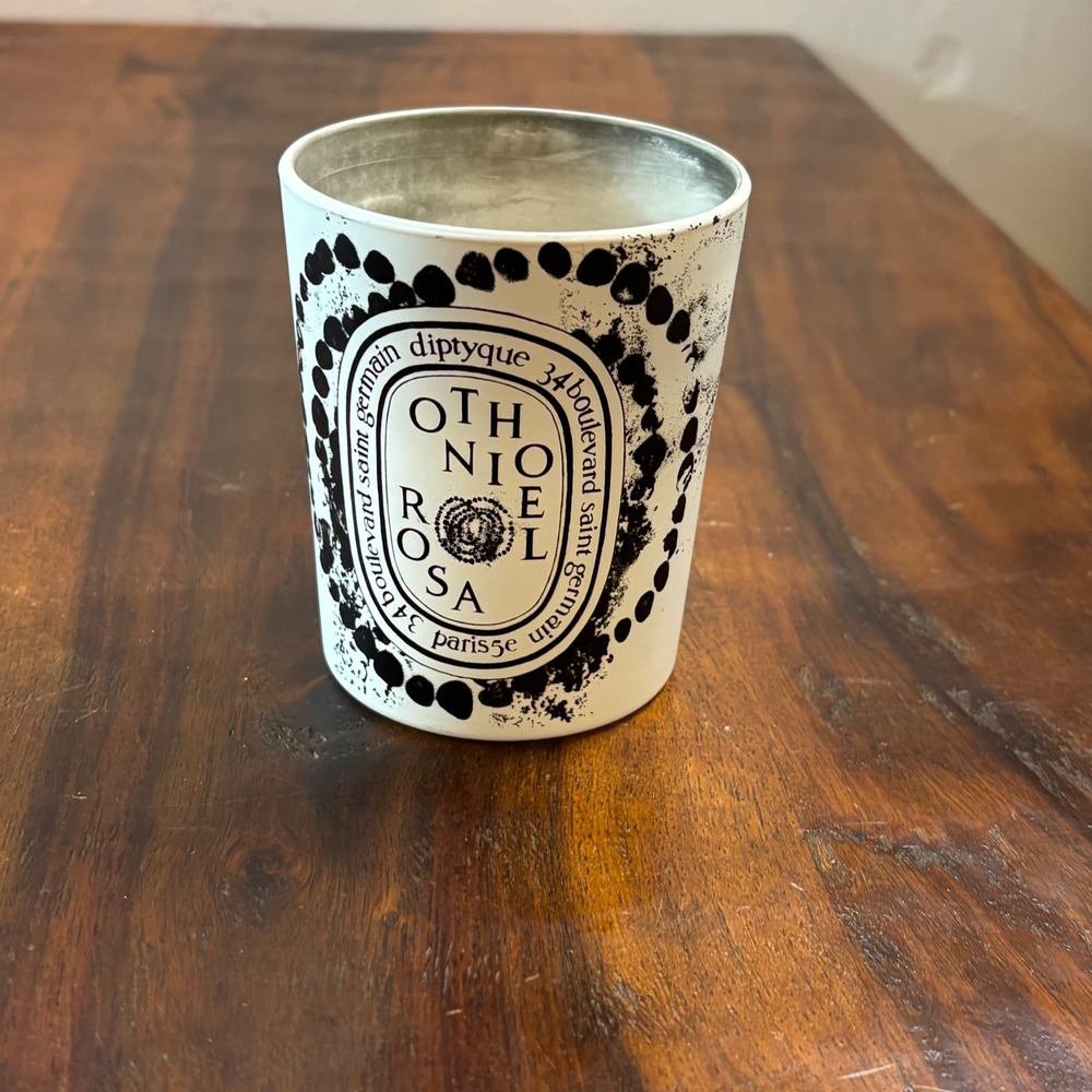 Diptyque Othoniel Rosa Empty Candle Jar 190g 6.5oz White Black Glass Vessel